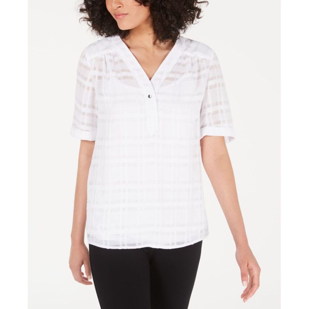 Alfani Plaid Top